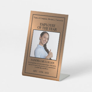 Rose Gold/Personalisiertes Foto - Mitarbeiterpreis Sockelschild