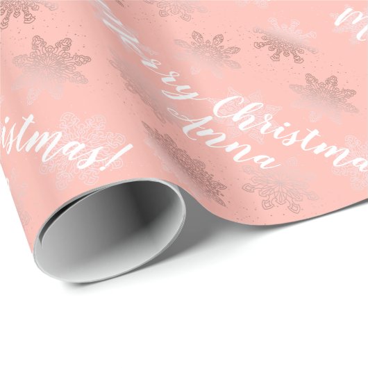 Rose Gold Personalisiertes Weihnachtsmuster Geschenkpapier (Rolleneckpunkt)