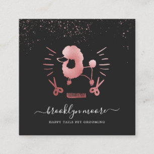 Rose Gold Pet Grooming Logo   Square Business Quadratische Visitenkarte