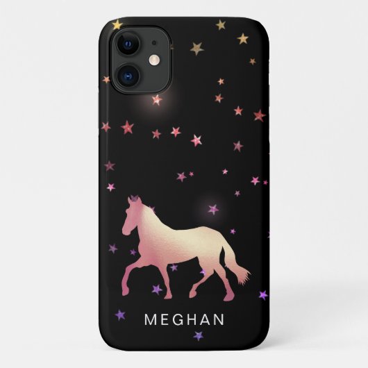Rose Gold Pferde Stars Monogram Phone Case (Rückseite)