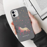 Rose Gold Pferde Stars Monogram Phone Case<br><div class="desc">Metallische Pferdedarstellung in Rose Gold auf grauem Hintergrund mit passenden Sternen verbunden mit einem eleganten Drehbuch. Karo in unserem Shop für weitere Artikel aus dieser Kollektion.</div>