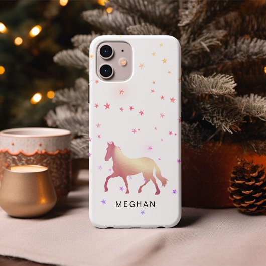 Rose Gold Pferde Stars Personalisiert Monogramm Case-Mate iPhone Hülle