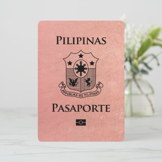Rose Gold Philippinen Pass Save the Date (Stehend Vorderseite)