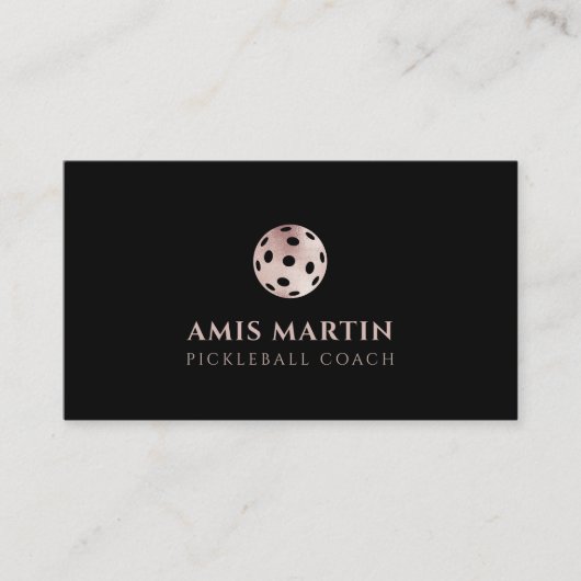 Rose Gold Pickleball Coach Visitenkarte (Vorderseite)