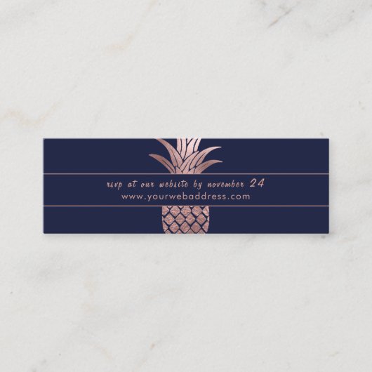 Rose Gold Pineapard Wedding Website RSVP Cards Mini Visitenkarte (Vorderseite)