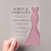 Rose Gold Pink 40. & Fabulous 40. Geburtstag Acryleinladungen (Insitu (Handheld))