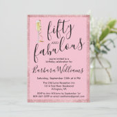 *Rose Gold Pink 50 & Fabulous 50th Birthday Party  Einladung (Stehend Vorderseite)