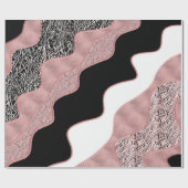 Rose Gold Pink Abstrakt Wave Moderner Glam Trendy Geschenkpapier (Flach)