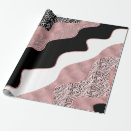 Rose Gold Pink Abstrakt Wave Moderner Glam Trendy Geschenkpapier