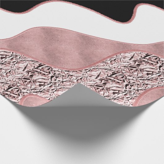 Rose Gold Pink Abstrakt Wave Moderner Glam Trendy Geschenkpapier (Ecke)
