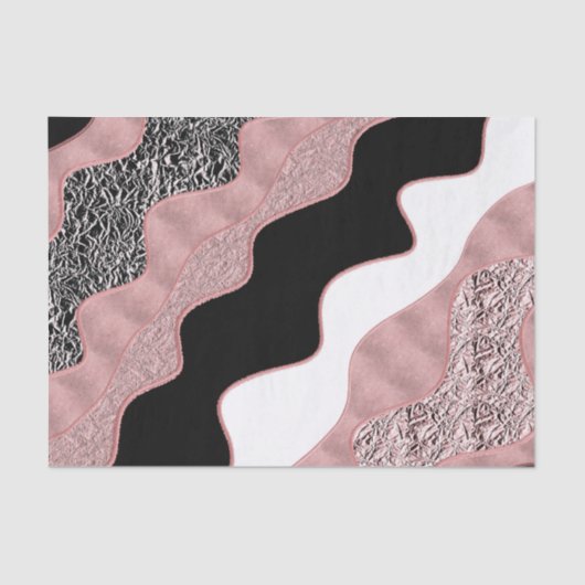 Rose Gold Pink Abstrakt Wave Moderner Glam Trendy Seidenpapier (Vorderseite)