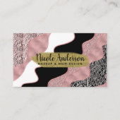 Rose Gold Pink Abstrakt Wave Moderner Glam Trendy Visitenkarte (Vorderseite)