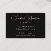 Rose Gold Pink Agate Design Nail Artist Visitenkarte (Rückseite)