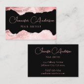 Rose Gold Pink Agate Design Nail Artist Visitenkarte (Vorne/Hinten)
