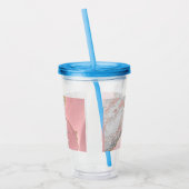 Rose Gold Pink Agate Glitzer Marmormonogramm Name Acryltrinkbecher (Links)