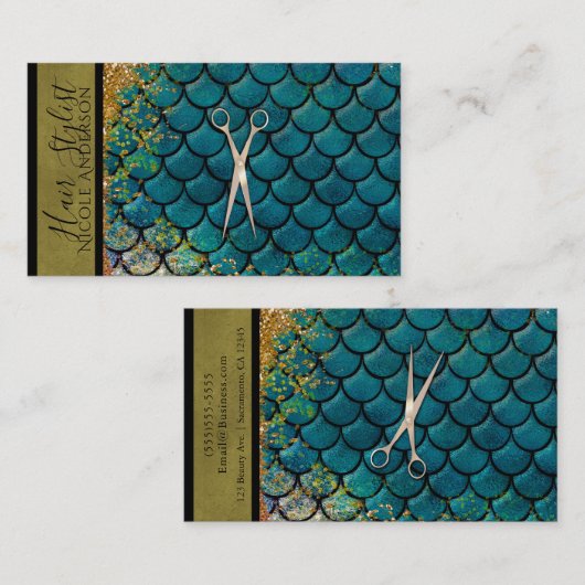 Rose Gold Pink Aquamarin Gold Meerjungfrau Haare S Visitenkarte (Vorne/Hinten)