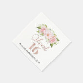 Rose Gold Pink Aquarell Blumensüß 16 Geburtstag Serviette (Ecke)