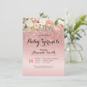Rose Gold Pink Baby Sprinkle Einladung (Stehend Vorderseite)