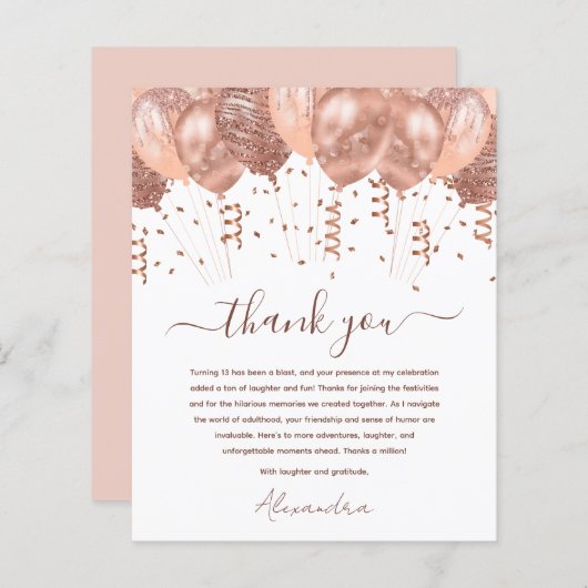 Rose Gold Pink Balloons 13. Geburtstagsparty (Vorne/Hinten)
