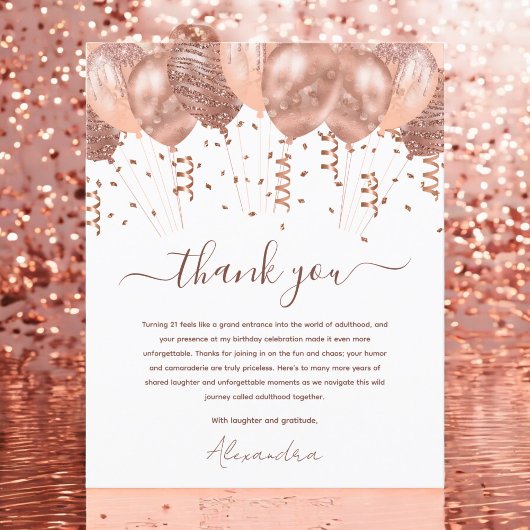 Rose Gold Pink Balloons 21. Geburtstag Party Flyer