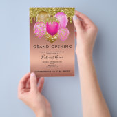 Rose Gold Pink Balloons Grand Opening Flyer (Handgriff)