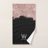 Rose Gold Pink Black Girl Glitzer Dust Monogram Badhandtuch Set (Handtuch)