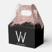 Rose Gold Pink Black Girl Glitzer Dust Monogram Geschenkschachtel (Rückseite)