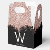 Rose Gold Pink Black Girl Glitzer Dust Monogram Geschenkschachtel (Geöffnet)
