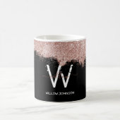Rose Gold Pink Black Girl Glitzer Dust Monogram Kaffeetasse (Mittel)
