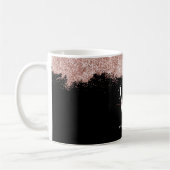 Rose Gold Pink Black Girl Glitzer Dust Monogram Kaffeetasse (Links)