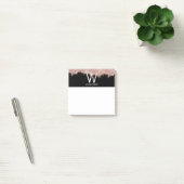 Rose Gold Pink Black Girl Glitzer Dust Monogram Post-it Klebezettel (Büro)