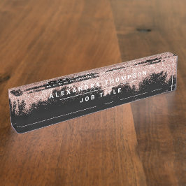 Rose Gold Pink Black Girl Glitzer Staub Namensplakette