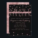 Rose Gold Pink & Black Modern Glam Sweet 16 Party Einladung<br><div class="desc">Anpassen für jedes Ereignis.</div>