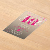 Rose Gold Pink & Black Sweet 16 Geburtstag Acryleinladungen (Ablage )