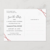 Rose Gold Pink Black Sweet 16 Save the Date Ankündigungspostkarte (Rückseite)