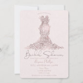 Rose Gold Pink Blätter Glam Dress Brautparty Einladung (Vorderseite)