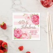 Rose Gold Pink Blume 40 & Fabulous Geburtstag Serviette (Beispiel)