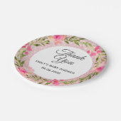 Rose Gold Pink Blumenstrauß Danke Baby Dusche Pappteller (Schrägansicht)
