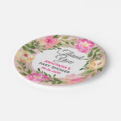 Rose Gold Pink Blumenstrauß Danke Baby Dusche Pappteller (Schrägansicht)