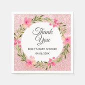 Rose Gold Pink Blumenstrauß Danke Baby Dusche Serviette (Vorderseite)