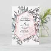 Rose Gold Pink Blush Botanische Hochzeit Einladung (Stehend Vorderseite)