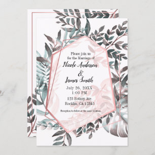 Rose Gold Pink Blush Botanische Hochzeit Einladung