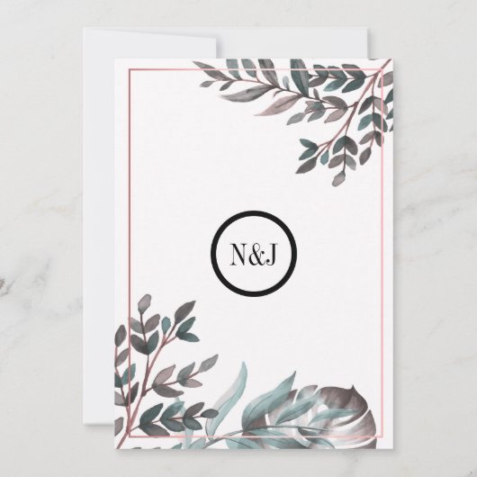 Rose Gold Pink Blush Botanisches Brautparty Einladung (Rückseite)