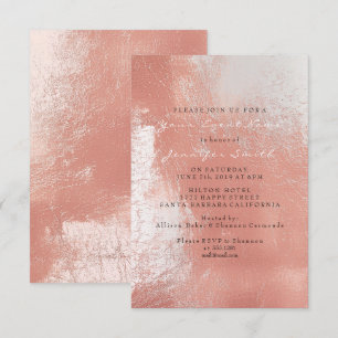 Rose Gold Pink Blush Pearly White Metallic Beach Einladung