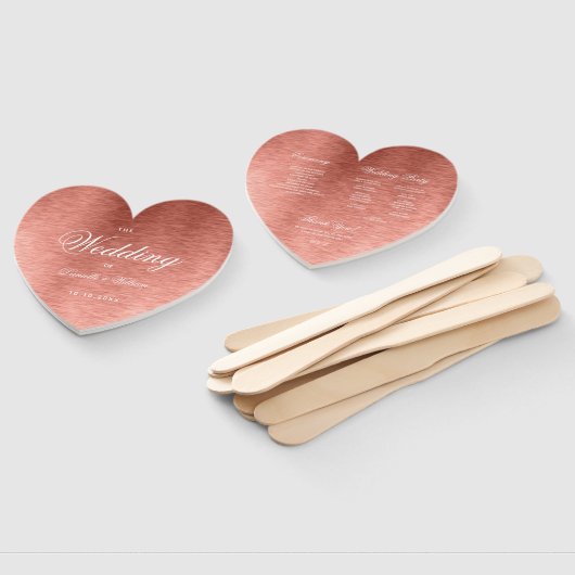 Rose Gold Pink Calligraphy Heart Wedding Program Fächer (Non-assembled)