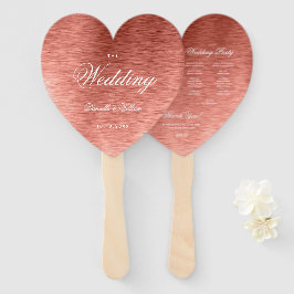 Rose Gold Pink Calligraphy Heart Wedding Program Fächer
