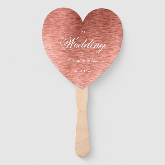 Rose Gold Pink Calligraphy Heart Wedding Program Fächer (Vorderseite)