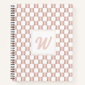 Rose Gold Pink Checkerboard Muster Monogramm Notizblock (Vorderseite)