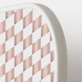 Rose Gold Pink Checkerboard Muster Monogramm Pickleball Schläger (Linke Seite)