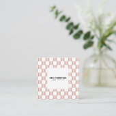 Rose Gold Pink Checkerboard Muster Social Media Quadratische Visitenkarte (Stehend Vorderseite)